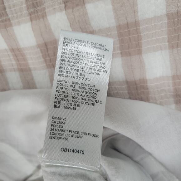 NWT Free People Seersucker Plaid Neutral Gingham Wide Leg Jumpsuit‎ Womens 8 - Picture 5 of 16